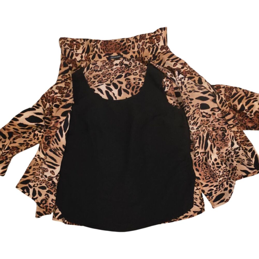 Notation Animal Print Jacket Leopard Tiger Button… - image 5